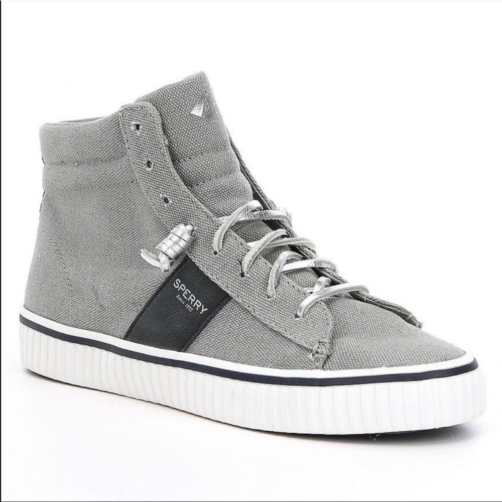 Sperry Top-Sider STS80016 Rave Verge Gray Canvas High Top Sneakers Women’s 9M - Picture 1 of 8